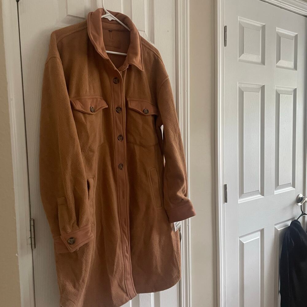 Blank NYC womens "Let's Get Lost" Fleece Blend Shacket, Large, Brown, A61 - Picture 7 of 13